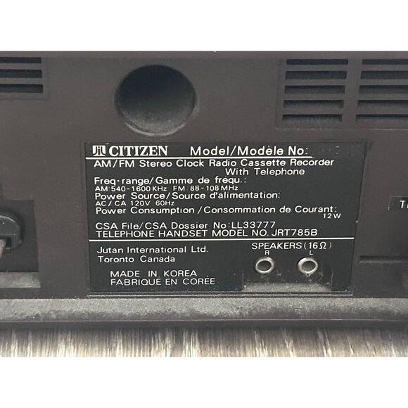Vintage Citizen JCR872 Stereo FM /AM Electronic Duel Alarm System Cassette Recor - Picture 7 of 7
